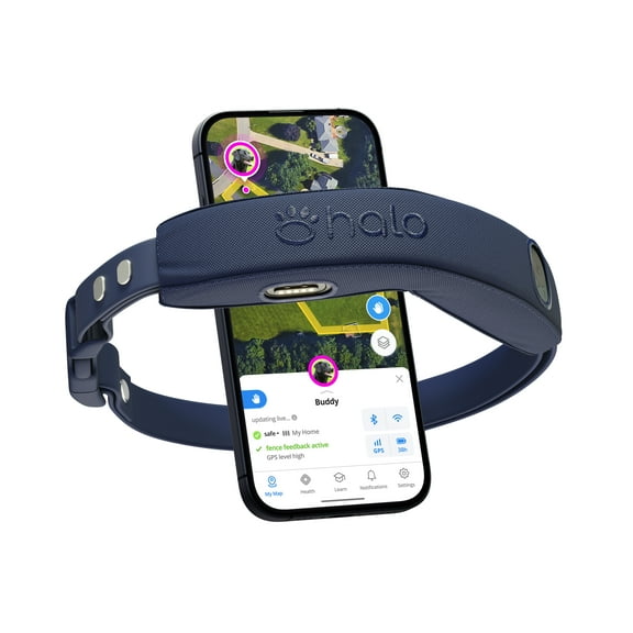 Halo Collar 4, All New GPS Wireless Dog Fence with Real-Time Tracking (Midnight)
