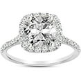 thumbnail image 1 of Halo Cushion Cut Diamond Wedding Engagement Ring For Women In 925 Sterling Silver 14K White Gold Plating, 1 of 1