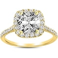 thumbnail image 1 of Halo Cushion Cut Diamond Wedding Engagement Ring For Women In 925 Sterling Silver 14K Yellow Gold Plating, 1 of 1
