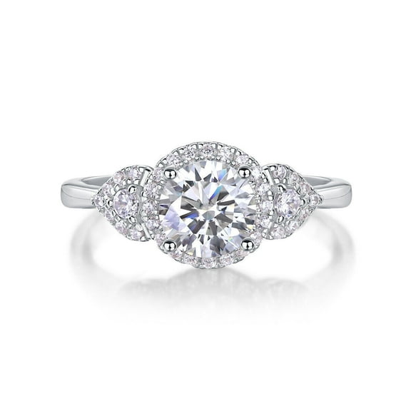 Halo Diamond Engagment Ring 14K White Gold Over 2.2 Ct Round Diamond Ring
