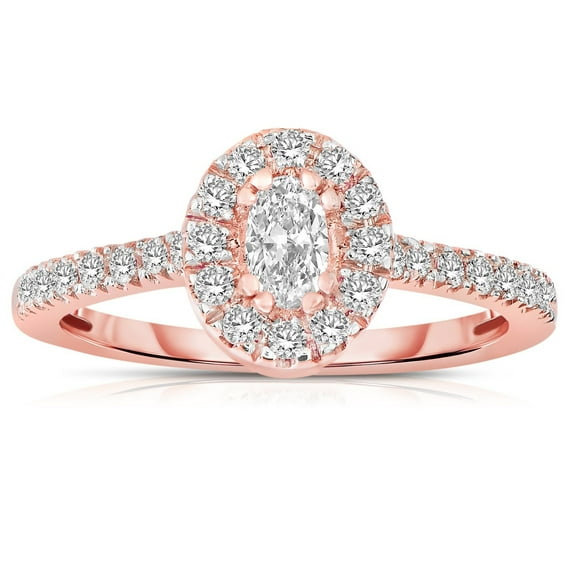Halo Diamond Moissanite Engagement Ring 2.00 Carat Oval cut Moissanite in Rose Gold