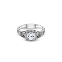 Halo Diamond Wedding Ring, 2.2 CT Cushion Cut Simulated Diamond, Pave Diamond Eangagement Ring, 14K White Gold Plated, Promise Anniversary Ring