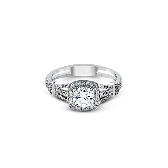 Halo Diamond Wedding Ring, 2.2 CT Cushion Cut Simulated Diamond, Pave Diamond Eangagement Ring, 14K White Gold Plated, Promise Anniversary Ring