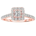 thumbnail image 1 of Halo Diamond and Man made diamond moissanite Engagement Ring 1.50 Carat Princess cut with 18k Gold Plating, 1 of 3