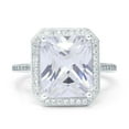 thumbnail image 1 of Halo Emerald Cut Engagement Ring CZ 925 Sterling Silver Size 5, 1 of 7