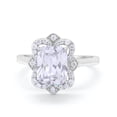 thumbnail image 1 of Halo Emerald Cut Wedding Engagement Ring CZ 925 Sterling Silver Size 10, 1 of 5