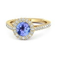 thumbnail image 1 of Halo Engagement 925 Sterling Silver Gold Vermeil 0.50 Ctw Tanzanite Stacking Women Mother's Day Gift Ring, 1 of 3
