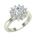 thumbnail image 1 of Halo Engagement Ring Classic Style Floral Halo Shared Prong Setting 14K White Gold 1.05 CT TW (G,I1), 1 of 6