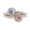 thumbnail image 1 of Halo Engagement Ring for Women - 0.48ct Simulated Alexandrite in 14K White/Rose Gold Promise Ring, 1 of 6