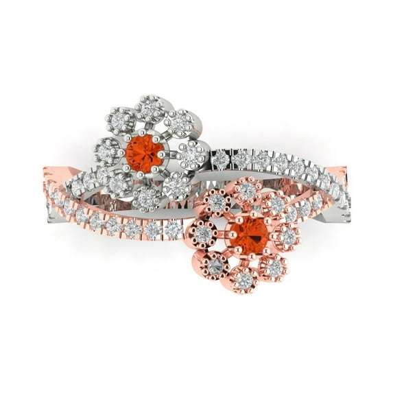 Halo Engagement Ring for Women - 0.48ct Simulated Red Diamond in 14K White/Rose Gold Promise Ring