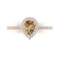 thumbnail image 1 of Halo Engagement Ring for Women - 0.755ct Simulated Champagne Diamond in 14K Rose Gold Promise Ring, 1 of 6
