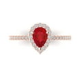 thumbnail image 1 of Halo Engagement Ring for Women - 0.755ct Simulated Ruby in 14K Rose Gold Promise Ring, 1 of 7