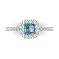 thumbnail image 1 of Halo Engagement Ring for Women - 0.89ct Blue Moissanite in 18K White Gold Promise Ring, 1 of 6