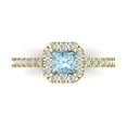 thumbnail image 1 of Halo Engagement Ring for Women - 0.89ct Natural Sky Blue Topaz in 14K Yellow Gold Promise Ring, 1 of 6