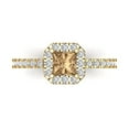thumbnail image 1 of Halo Engagement Ring for Women - 0.89ct Simulated Champagne Diamond in 14K Yellow Gold Promise Ring, 1 of 6