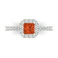 thumbnail image 1 of Halo Engagement Ring for Women - 0.89ct Simulated Red Diamond in 14K White Gold Promise Ring, 1 of 8