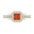 thumbnail image 1 of Halo Engagement Ring for Women - 0.89ct Simulated Red Diamond in 14K Yellow Gold Promise Ring, 1 of 6