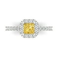 thumbnail image 1 of Halo Engagement Ring for Women - 0.89ct Simulated Yellow Diamond in 14K White Gold Promise Ring, 1 of 6
