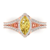 Halo Engagement Ring for Women - 1.2ct Natural Citrine in 18K Rose Gold Promise Ring