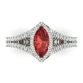thumbnail image 1 of Halo Engagement Ring for Women - 1.2ct Natural Garnet in 14K White Gold Promise Ring, 1 of 7