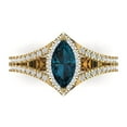 thumbnail image 1 of Halo Engagement Ring for Women - 1.2ct Natural London Blue Topaz in 18K Yellow Gold Promise Ring, 1 of 6