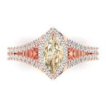 Halo Engagement Ring for Women - 1.2ct Natural Morganite in 18K Rose Gold Promise Ring