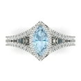 thumbnail image 1 of Halo Engagement Ring for Women - 1.2ct Natural Sky Blue Topaz in 14K White Gold Promise Ring, 1 of 7