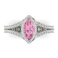 thumbnail image 1 of Halo Engagement Ring for Women - 1.2ct Simulated Pink Diamond in 14K White Gold Promise Ring, 1 of 6