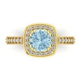 thumbnail image 1 of Halo Engagement Ring for Women - 1.335ct Natural Aquamarine in 14K Yellow Gold Promise Ring, 1 of 6