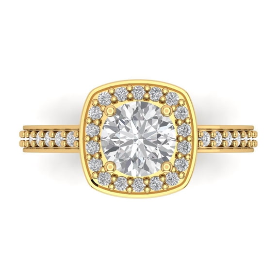 Halo Engagement Ring for Women - 1.335ct White Sapphire in 14K Yellow Gold Promise Ring