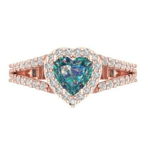 Halo Engagement Ring for Women - 1.49ct Blue Moissanite in 18K Rose Gold Promise Ring
