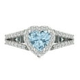 thumbnail image 1 of Halo Engagement Ring for Women - 1.49ct Natural Swiss Blue Topaz in 14K White Gold Promise Ring, 1 of 6