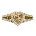 thumbnail image 1 of Halo Engagement Ring for Women - 1.49ct Simulated Champagne Diamond in 14K Yellow Gold Promise Ring, 1 of 6