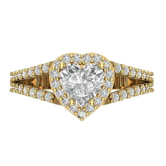 Halo Engagement Ring for Women - 1.49ct Simulated Diamond in 14K Yellow Gold Promise Ring