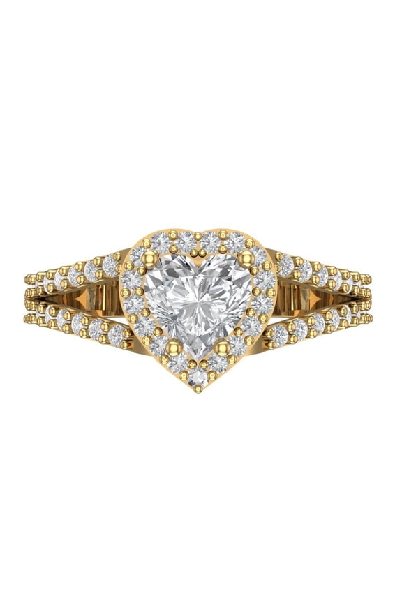 Halo Engagement Ring for Women - 1.49ct Simulated Diamond in 14K Yellow Gold Promise Ring
