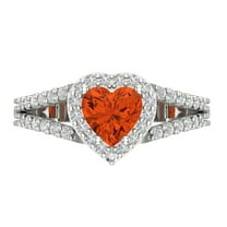 Halo Engagement Ring for Women - 1.49ct Simulated Red Diamond in 18K White Gold Promise Ring
