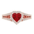 thumbnail image 1 of Halo Engagement Ring for Women - 1.49ct Simulated Ruby in 18K Rose Gold Promise Ring, 1 of 6