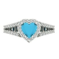 Halo Engagement Ring for Women - 1.49ct Simulated Turquoise in 18K White Gold Promise Ring