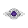 thumbnail image 1 of Halo Engagement Ring for Women - 1.4ct Natural Amethyst in 14K White Gold Promise Ring, 1 of 6