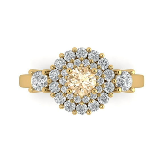 Halo Engagement Ring for Women - 1.4ct Natural Morganite in 18K Yellow Gold Promise Ring