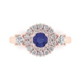 thumbnail image 1 of Halo Engagement Ring for Women - 1.4ct Simulated Tanzanite in 14K Rose Gold Promise Ring, 1 of 6