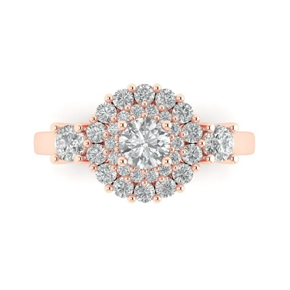 Halo Engagement Ring for Women - 1.4ct White Sapphire in 14K Rose Gold Promise Ring