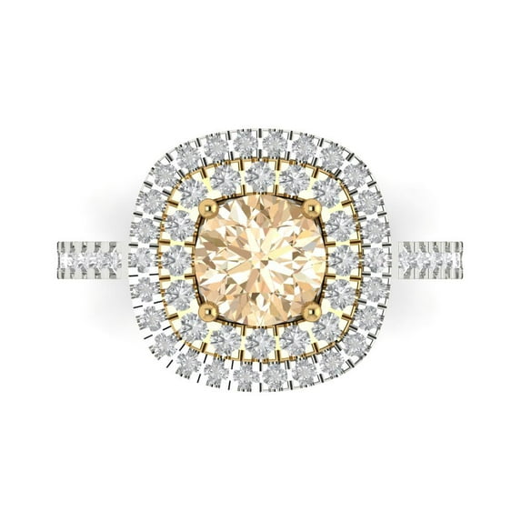 Halo Engagement Ring for Women - 1.615ct Natural Morganite in 14K White/Yellow Gold Promise Ring