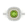 thumbnail image 1 of Halo Engagement Ring for Women - 1.615ct Natural Peridot in 14K White/Yellow Gold Promise Ring, 1 of 8