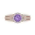 thumbnail image 1 of Halo Engagement Ring for Women - 1.83ct Simulated Alexandrite in 14K Rose Gold Promise Ring, 1 of 6