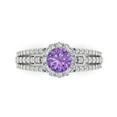 thumbnail image 1 of Halo Engagement Ring for Women - 1.83ct Simulated Alexandrite in 14K White Gold Promise Ring, 1 of 6
