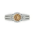thumbnail image 1 of Halo Engagement Ring for Women - 1.83ct Simulated Champagne Diamond in 14K White Gold Promise Ring, 1 of 6