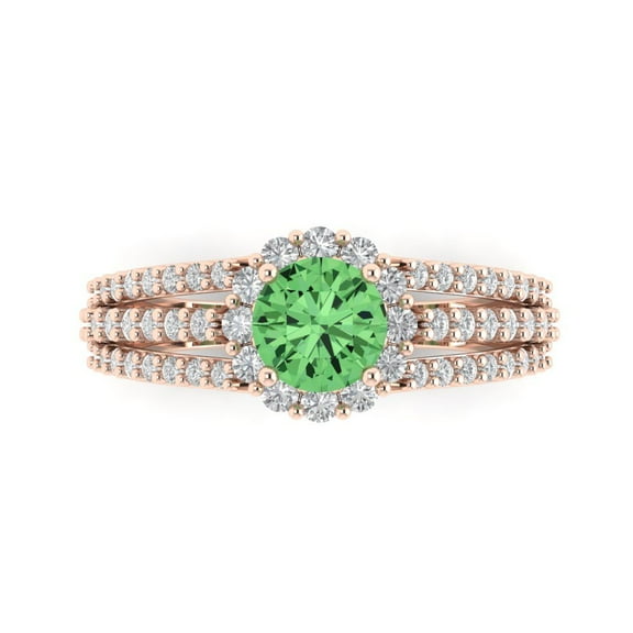 Halo Engagement Ring for Women - 1.83ct Simulated Green Diamond in 18K Rose Gold Promise Ring