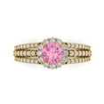 thumbnail image 1 of Halo Engagement Ring for Women - 1.83ct Simulated Pink Diamond in 18K Yellow Gold Promise Ring, 1 of 6