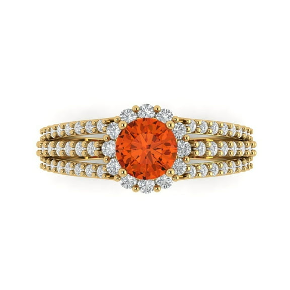 Halo Engagement Ring for Women - 1.83ct Simulated Red Diamond in 14K Yellow Gold Promise Ring